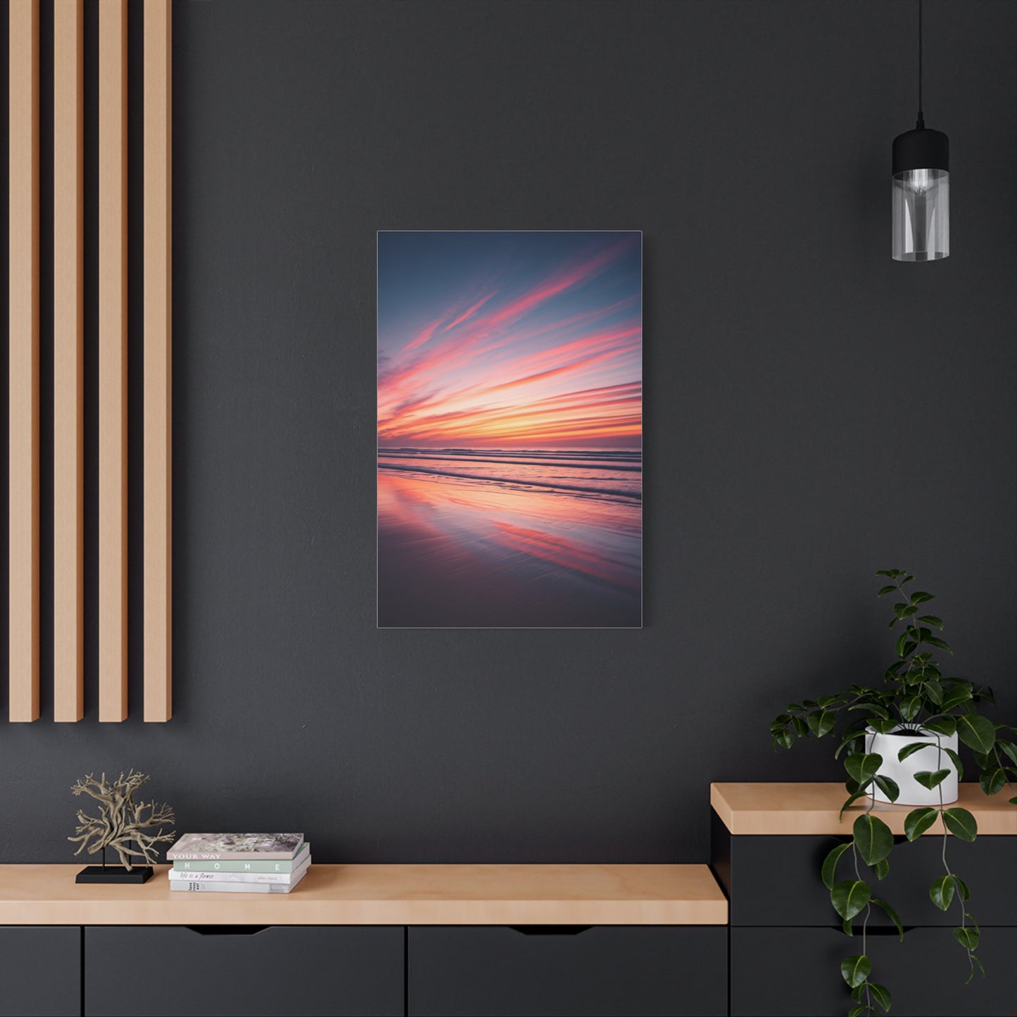 Blush Sky Streaks Coastal Sunset Wall Art & Canvas Prints