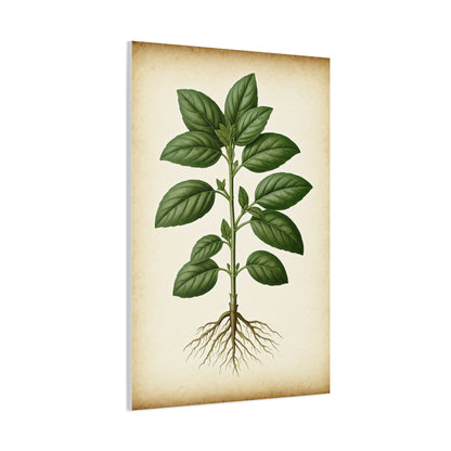 Basil Plant Herbal Illustration Wall Art & Canvas Prints