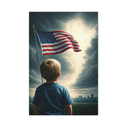 Child Watching the Flag of Tomorrow Wall Art & Canvas Prints