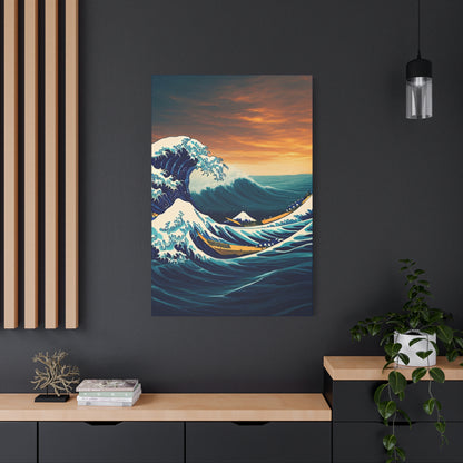 Crimson Horizon Wave Wall Art & Canvas Prints