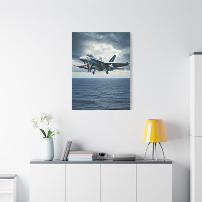 Fighter Jet Above Open Sea Wall Art & Canvas Prints