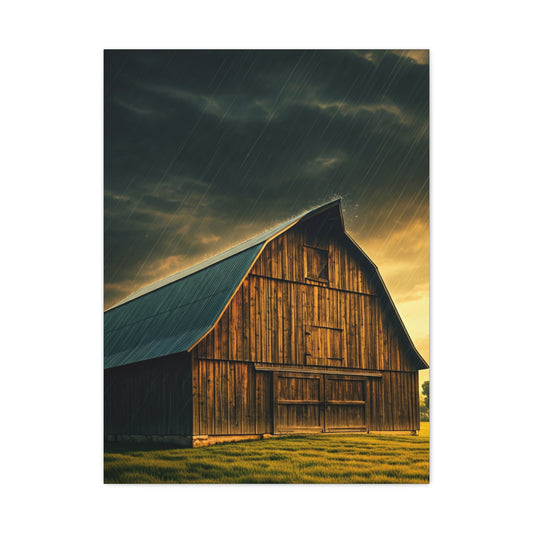 Rainfall on the Quiet Barn Wall Art & Canvas Prints