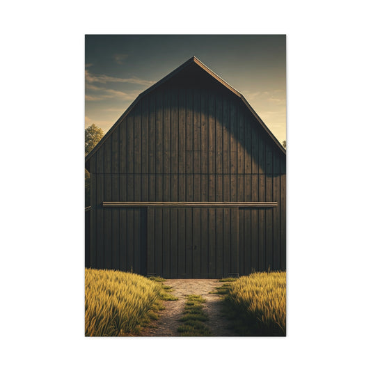 Minimal Rustic Barn Under Evening Sky Wall Art & Canvas Prints
