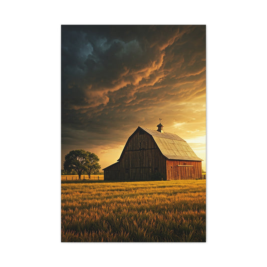 Sunset Prairie Barn Wall Art & Canvas Prints