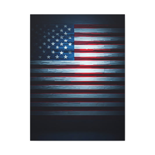 Minimalist Dark American Flag Glow Wall Art & Canvas Prints