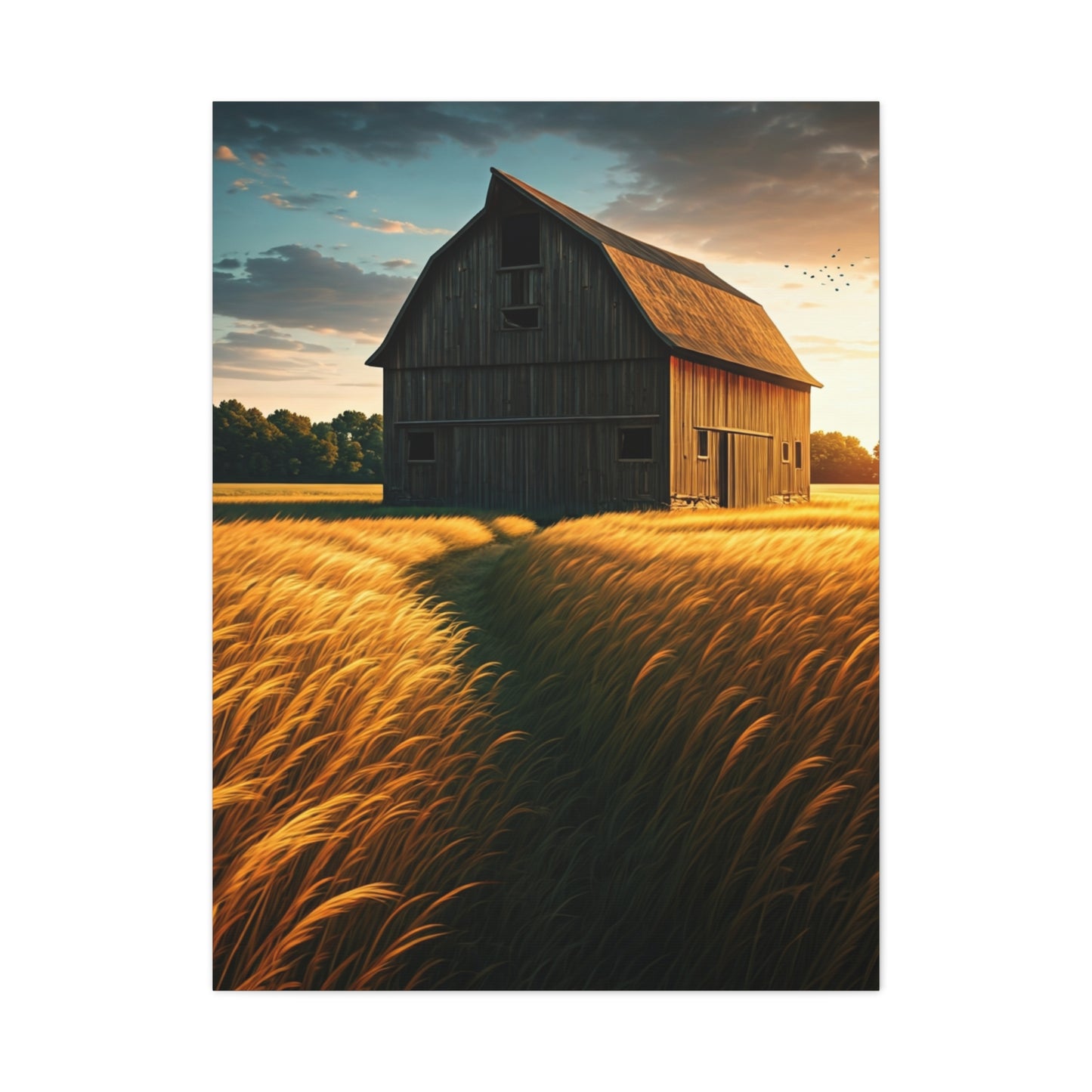 Harvest Field Barn at Sunset Wall Art & Canvas Prints