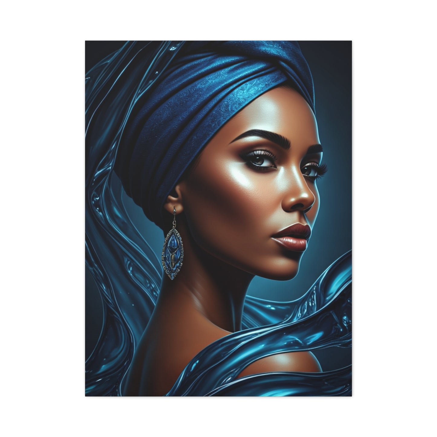 Blue Silk Elegance Portrait Wall Art & Canvas Prints