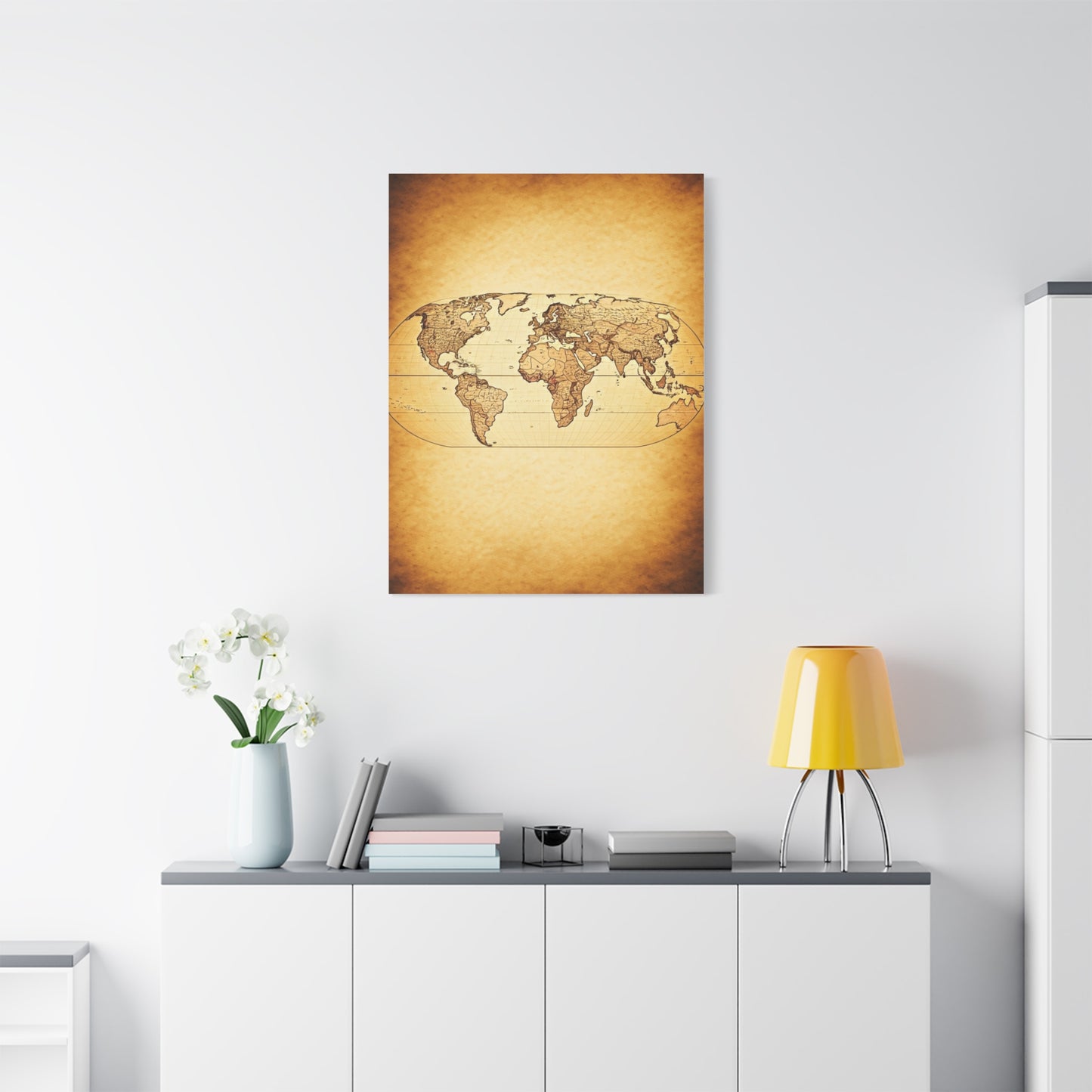 Modern Vintage Silhouette World Map Wall Art & Canvas Prints