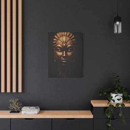 Golden Tribal Goddess Mask Wall Art & Canvas Prints