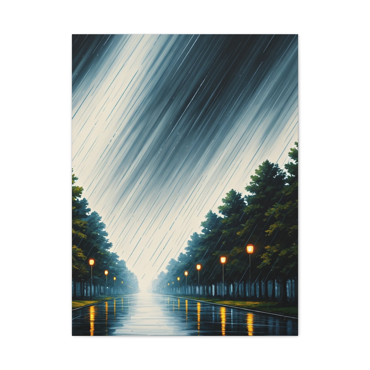 Night Avenue Light Flow Wall Art & Canvas Prints