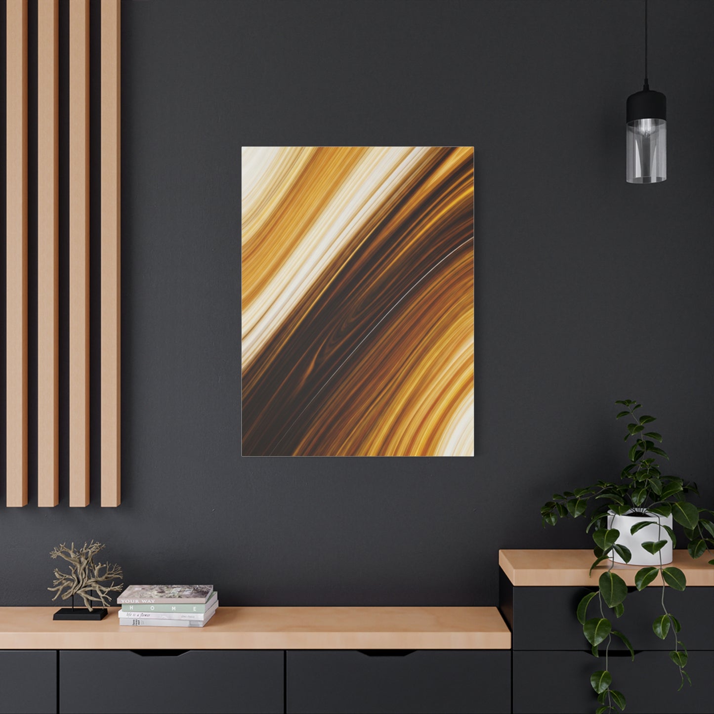 Dark Gold Stream Abstract Wall Art & Canvas Prints