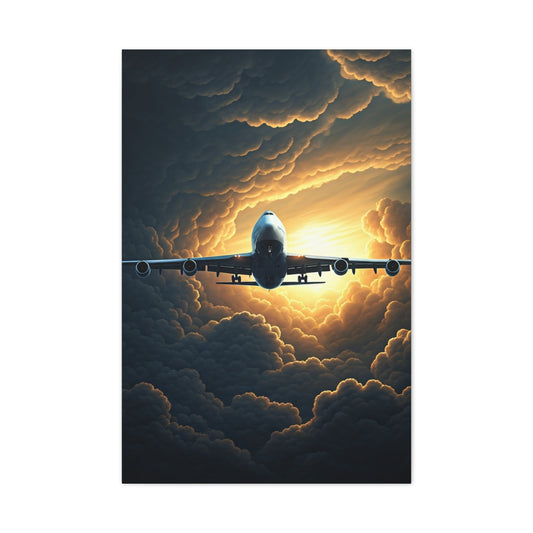 Golden Cloud Break Airplane Wall Art & Canvas Prints