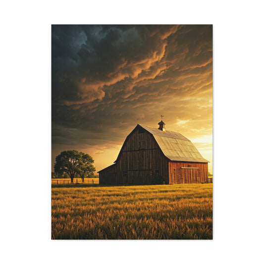 Sunset Prairie Barn Wall Art & Canvas Prints
