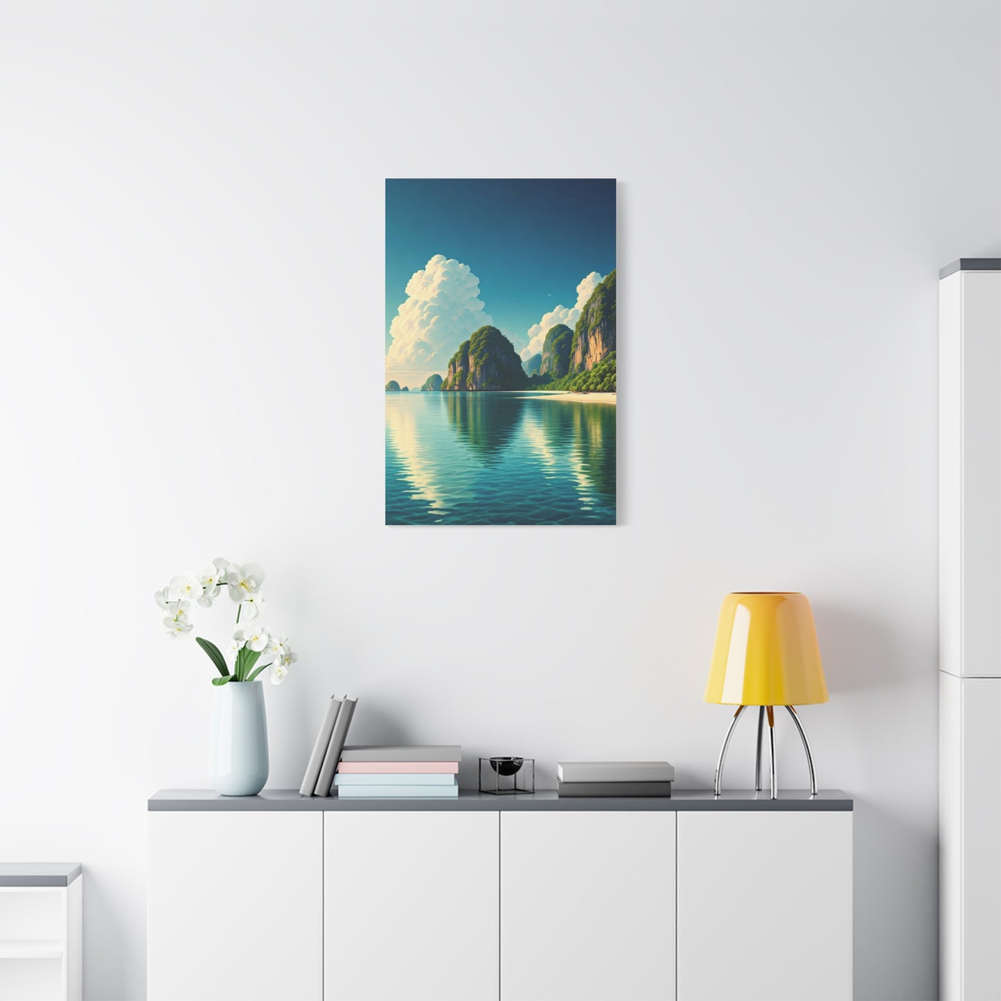 Emerald Lagoon Cliff Reflection Wall Art & Canvas Prints