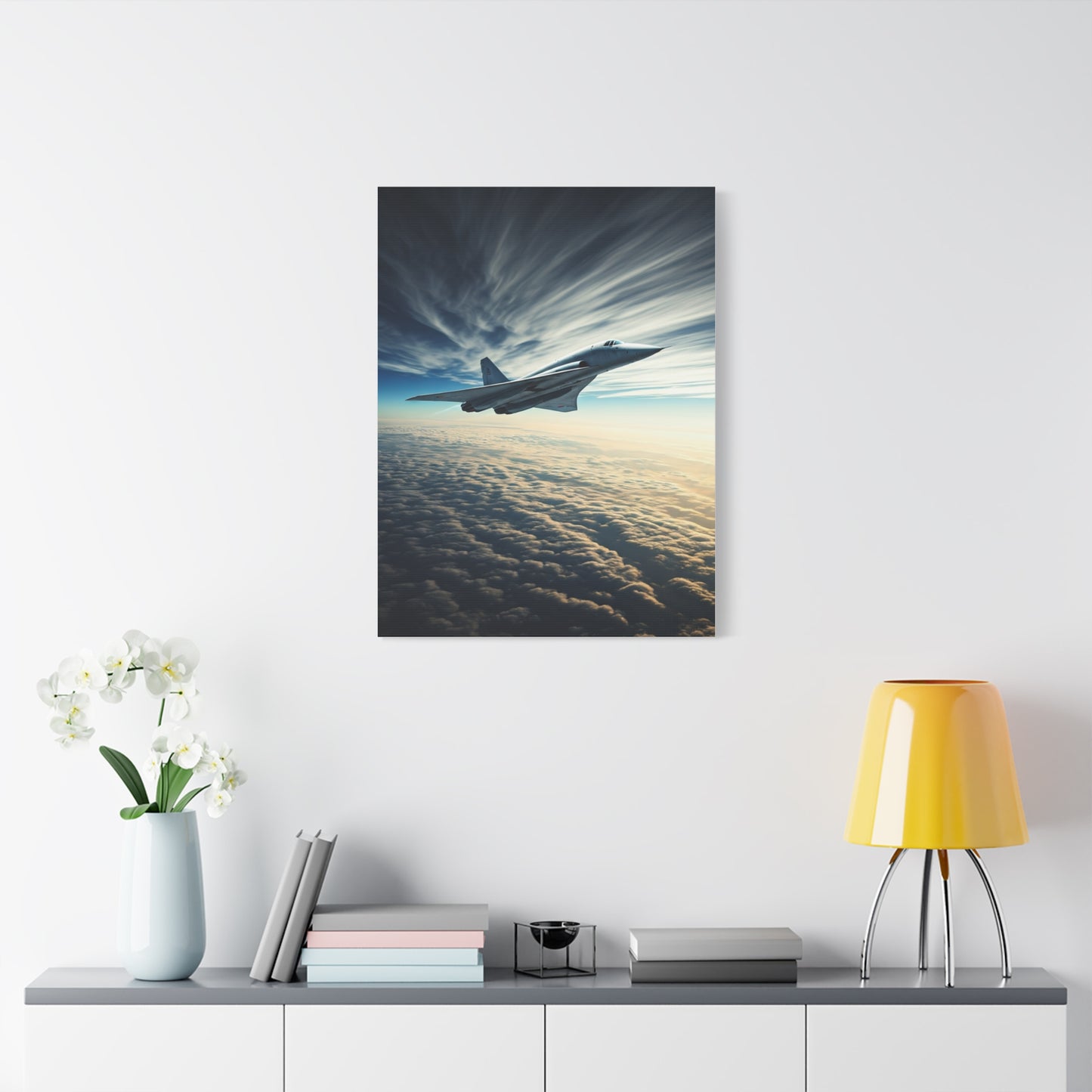 Lone Fighter Over Endless Clouds Wall Art & Canvas Prints