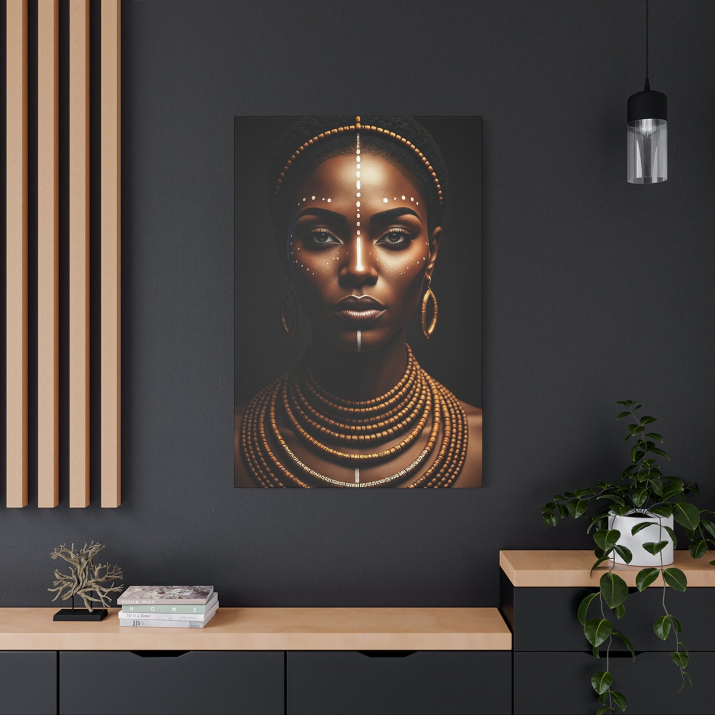 Golden Tribal Goddess Portrait Wall Art & Canvas Prints