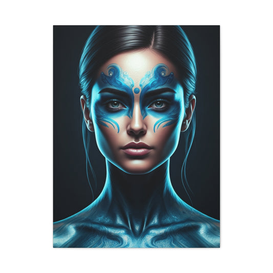 Celestial Blue Figure Portrait Wall Art & Canvas Prints