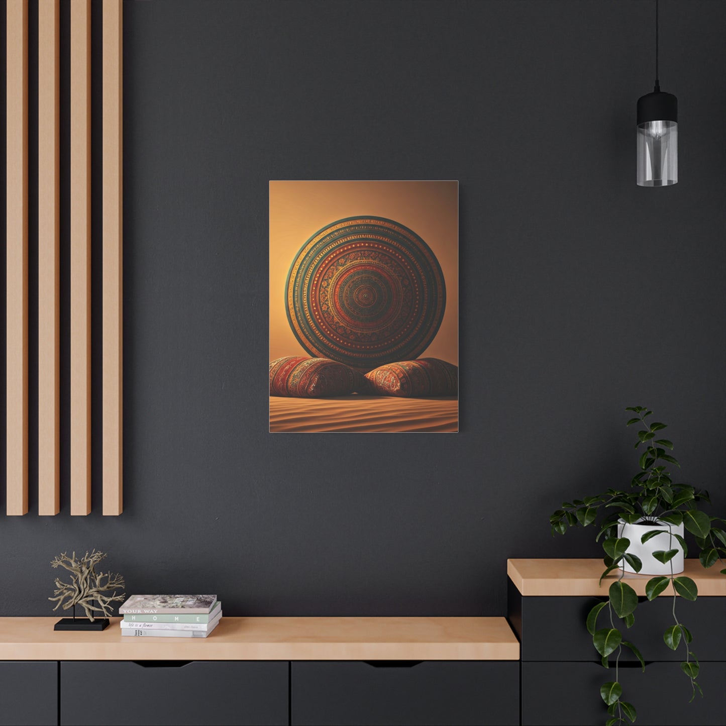 Sacred Mandala Resting in Sand Wall Art & Canvas Prints