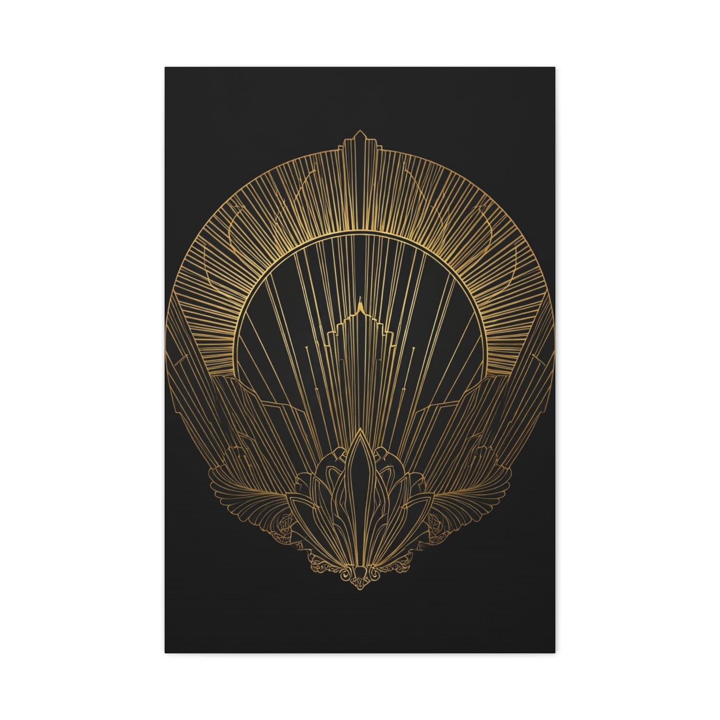 Deco Halo Emblem Black & Gold Wall Art & Canvas Prints