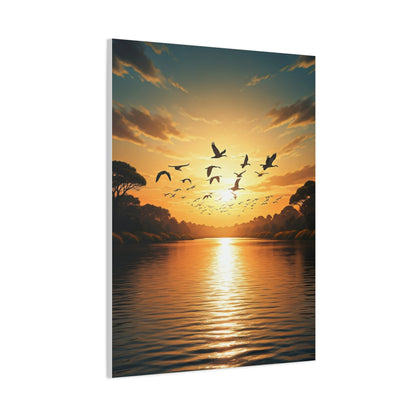 Birds in Flight Over Radiant Ocean Sunset Wall Art & Canvas Prints
