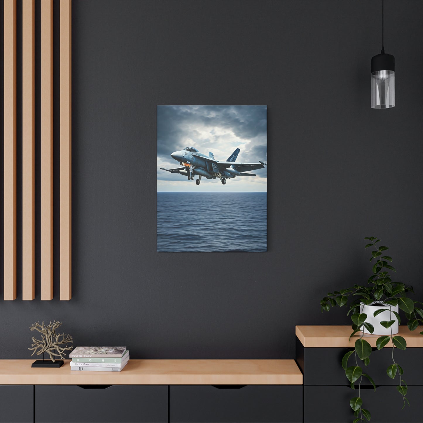 Fighter Jet Above Open Sea Wall Art & Canvas Prints