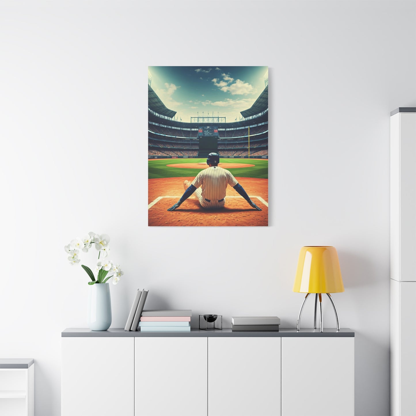 Batter Ready at Home Plate Stadium View Wall Art & Canvas Prints