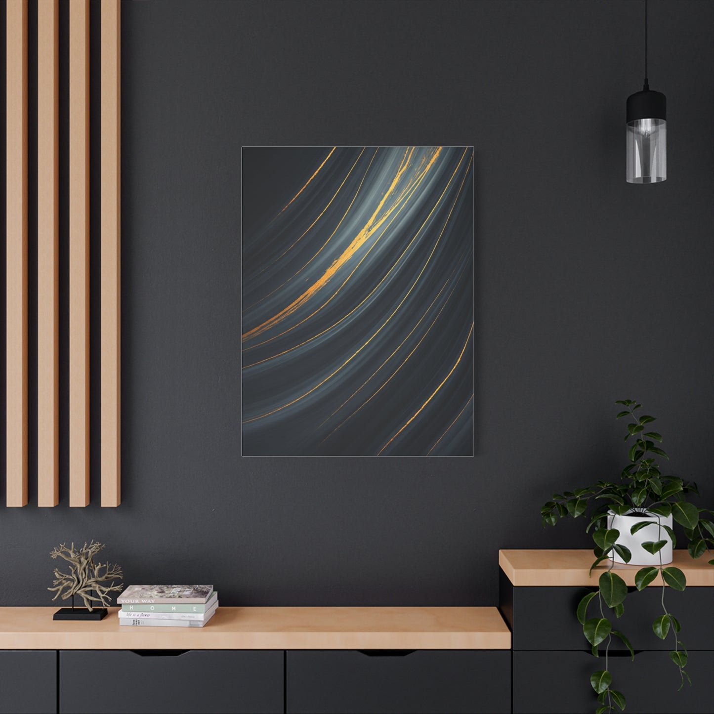 Flowing Gold Curve Abstract Wall Art & Canvas Prints
