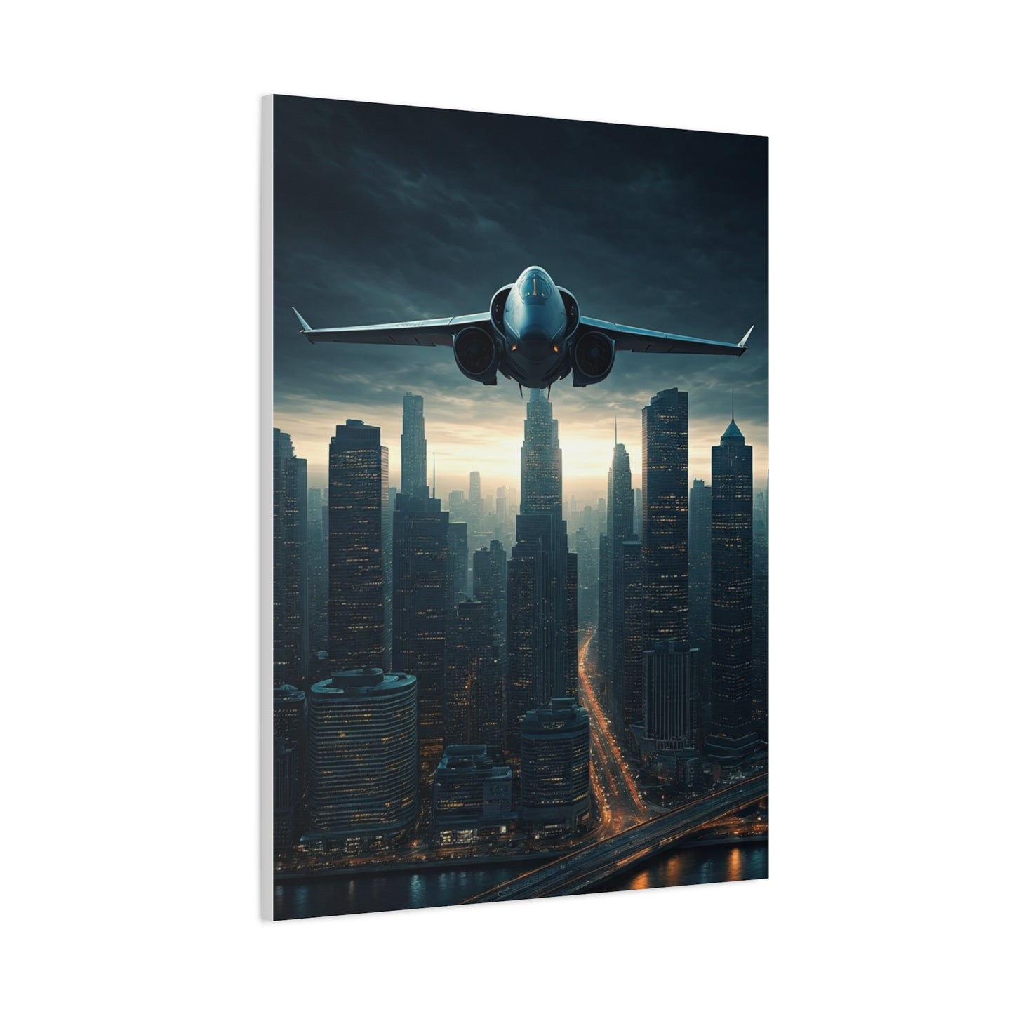 City Skyline Aircraft Journey Wall Art & Canvas Prints