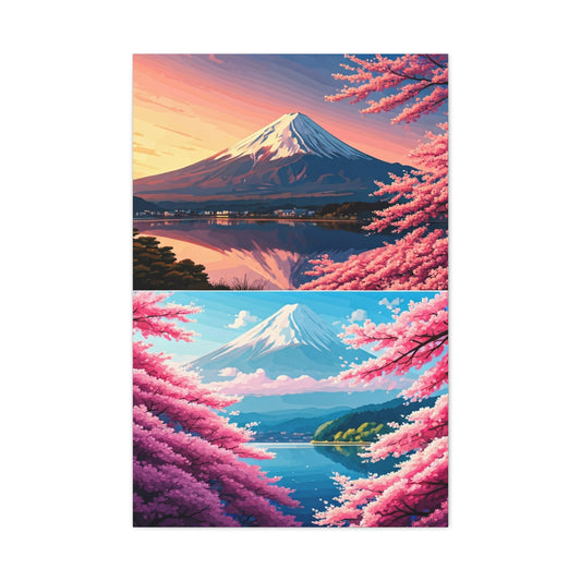 Mount Fuji Sakura Reflection Landscape Wall Art & Canvas Prints