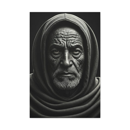 Hooded Elder with Timeless Expression Wall Art & Canvas Prints