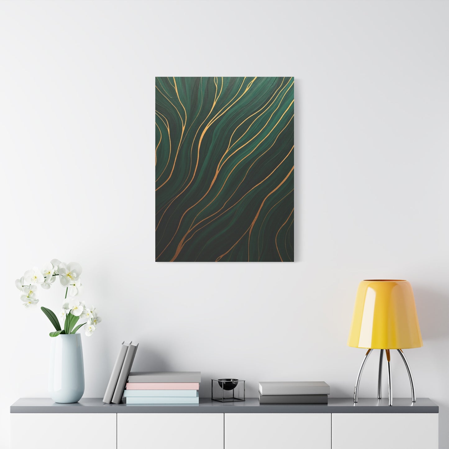 Emerald Gold Flow Abstract Wall Art & Canvas Prints