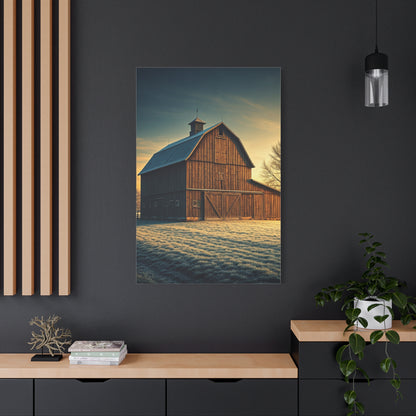 Frosted Dawn Wooden Barn Wall Art & Canvas Prints