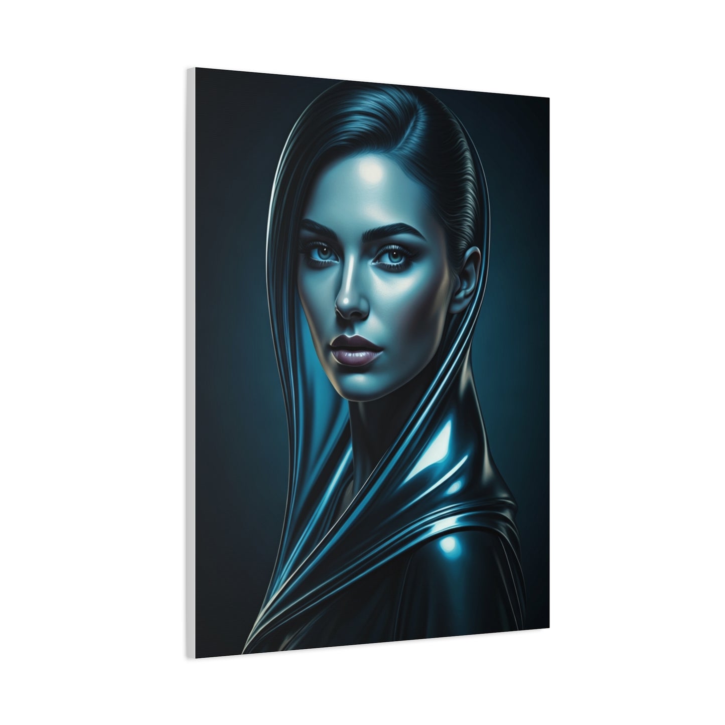 Modern Blue Portrait with Metallic Accents Wall Art & Canvas Prints