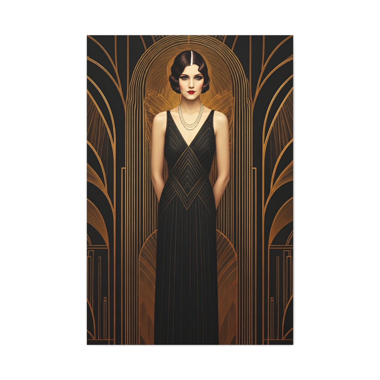 Midnight Deco Portrait Lady Wall Art & Canvas Prints