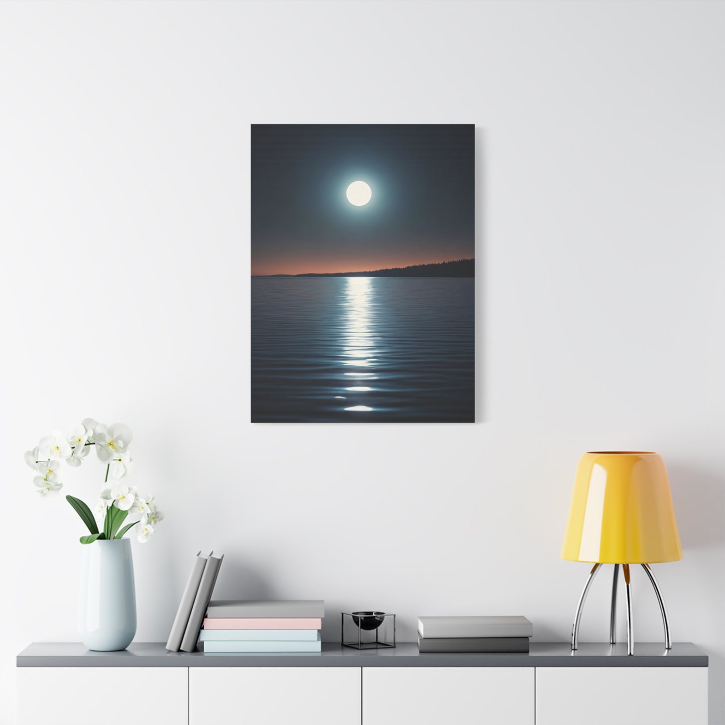 Moonlit Reflection Over Silent Waters Wall Art & Canvas Prints