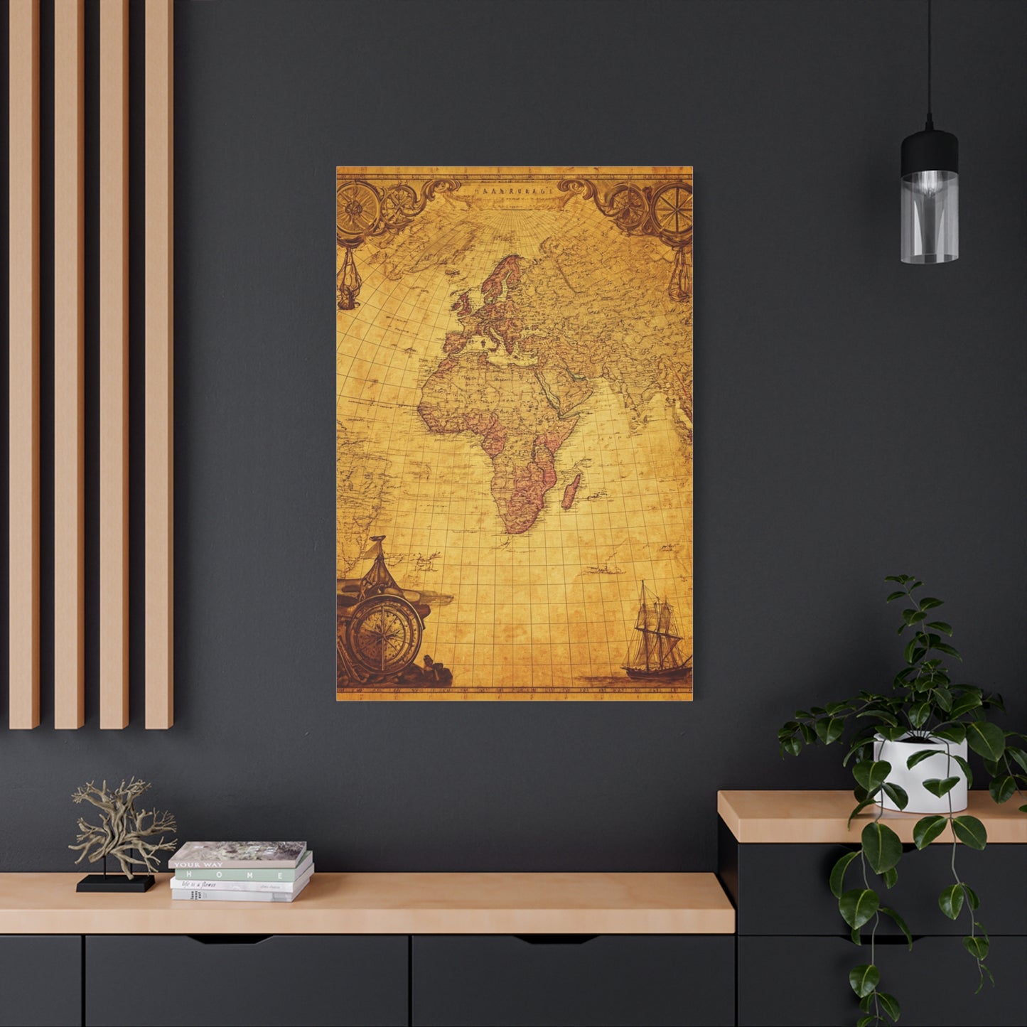 Double Hemisphere Vintage World Map Wall Art & Canvas Prints