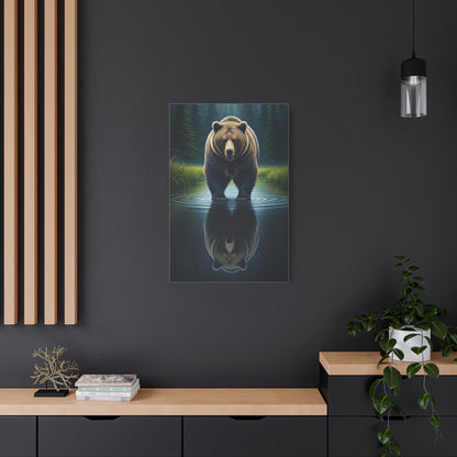 Brown Bear Reflection in Forest Water Wall Art & Canvas Prints