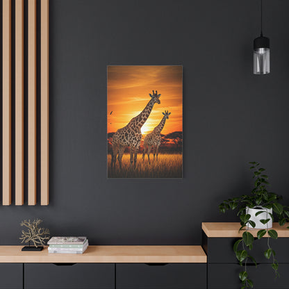 Giraffe Family at Golden Sunset Wall Art & Canvas Prints