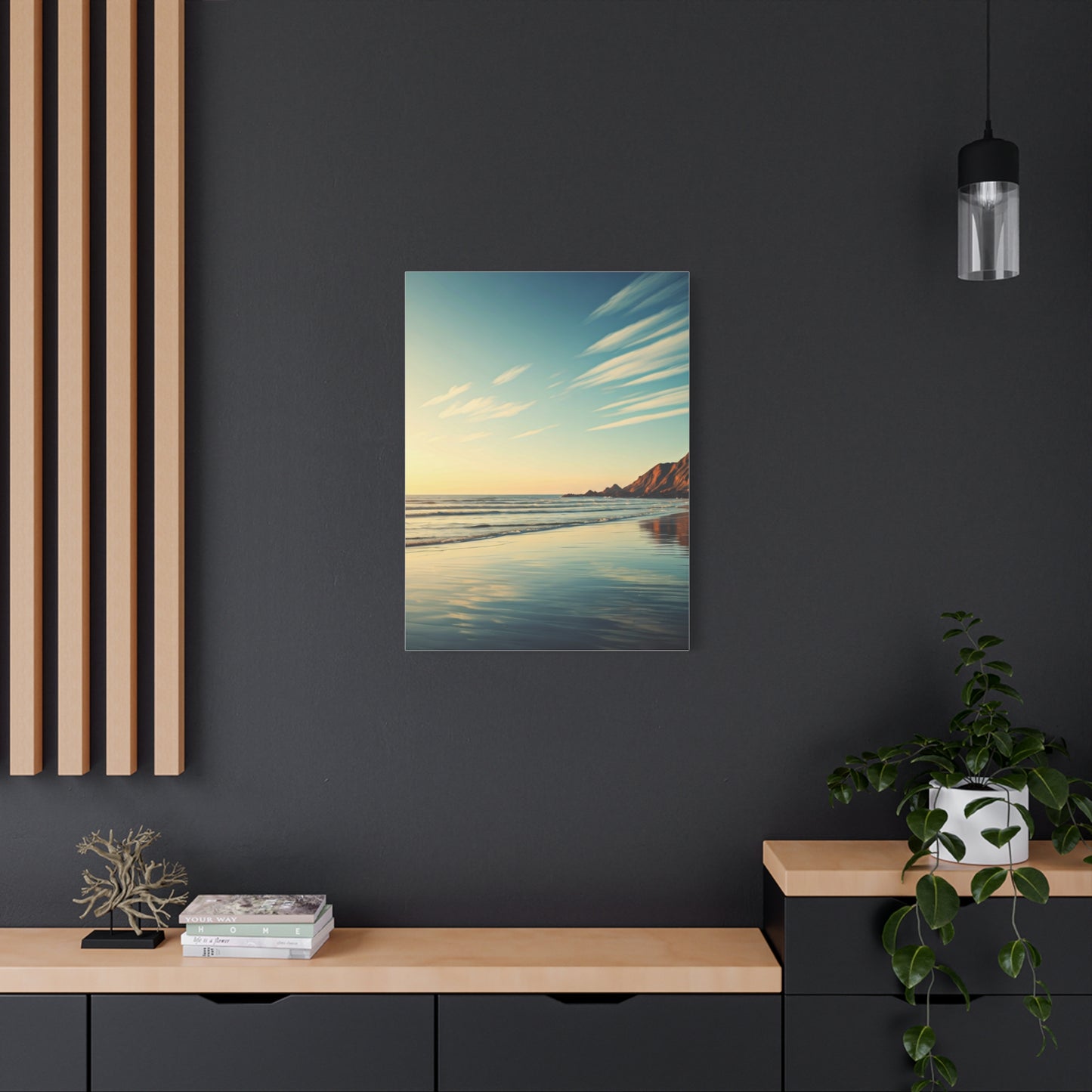 Golden Shoreline Reflection Beach Wall Art & Canvas Prints