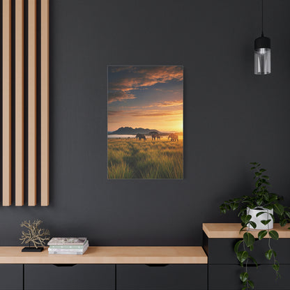 Golden Savanna Elephant Journey Wall Art & Canvas Prints