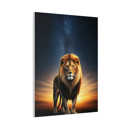 Majestic Lion Under the Evening Sky Wall Art & Canvas Prints