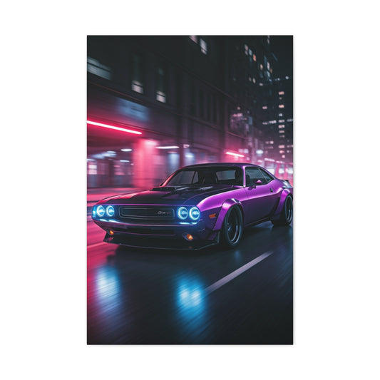1970 Dodge Challenger Widebody Neon District Run Wall Art & Canvas Prints