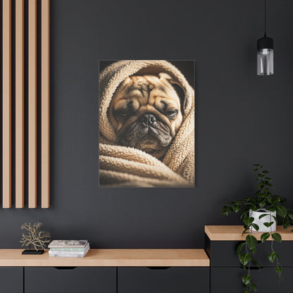 Wrapped in Warmth Pug Wall Art & Canvas Print