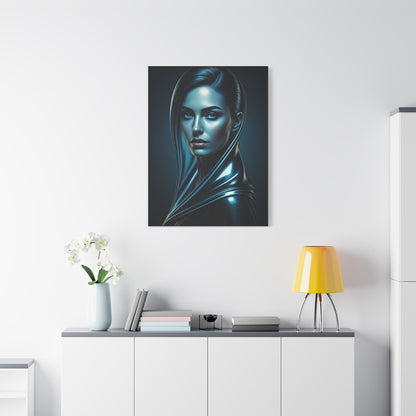 Modern Blue Portrait with Metallic Accents Wall Art & Canvas Prints