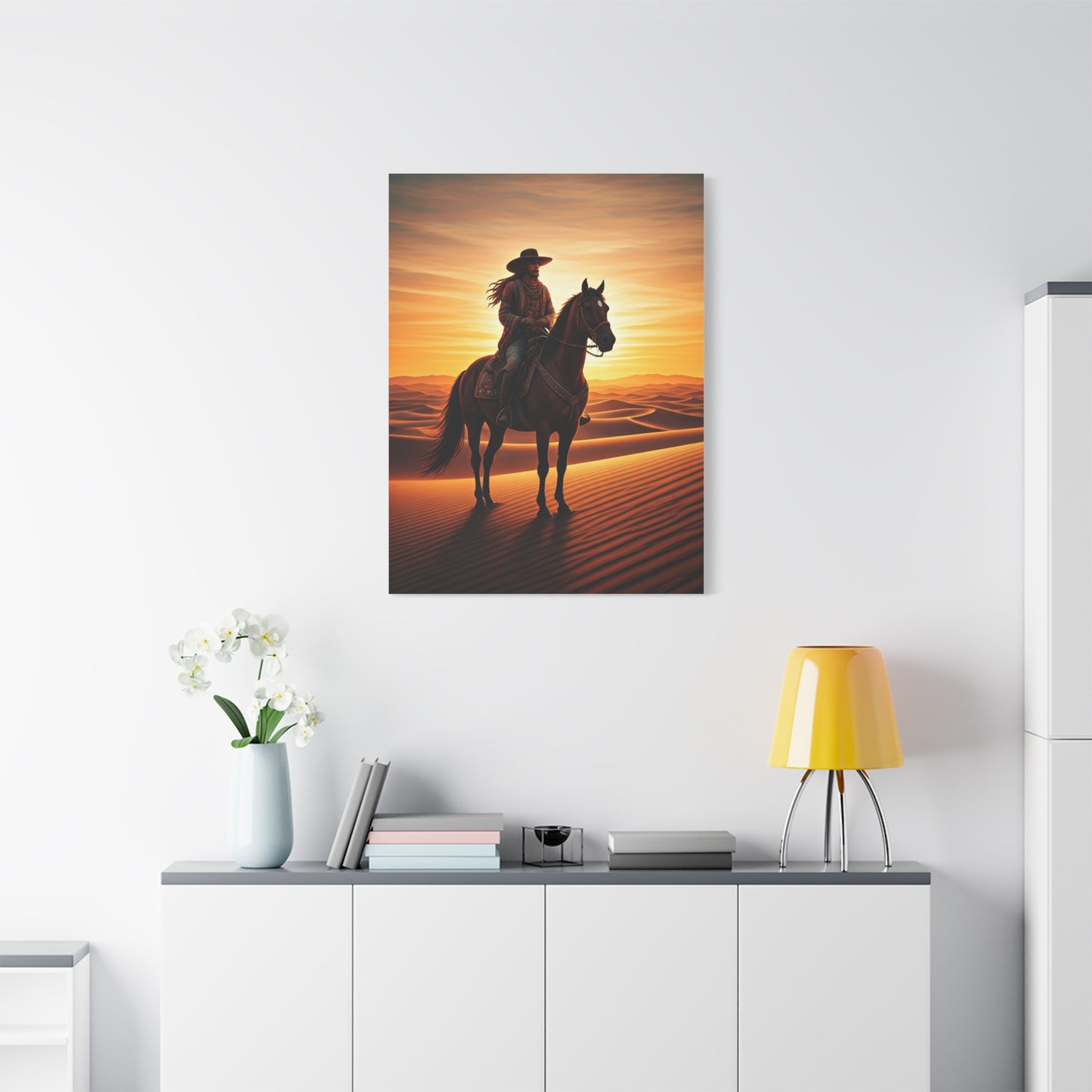 Desert Rider at Golden Sunset Wall Art & Canvas Prints