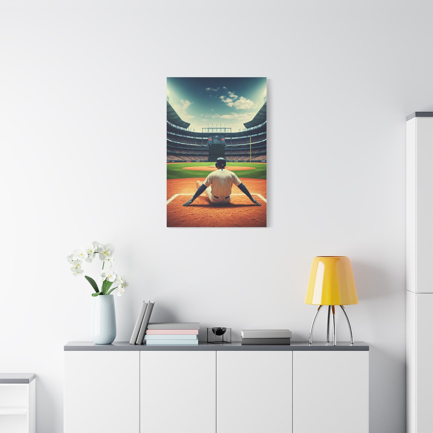 Batter Ready at Home Plate Stadium View Wall Art & Canvas Prints