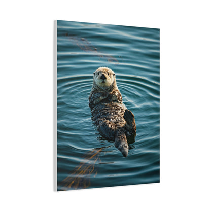 Otter Floating on Water Wall Art & Canvas Prints