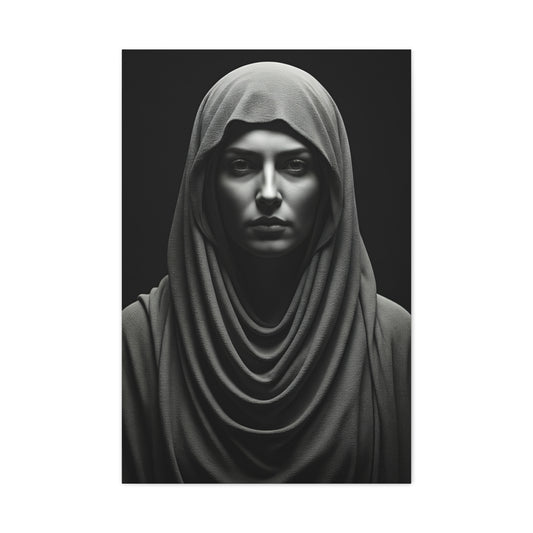 Veiled Serenity Black & White Portrait Wall Art & Canvas Prints