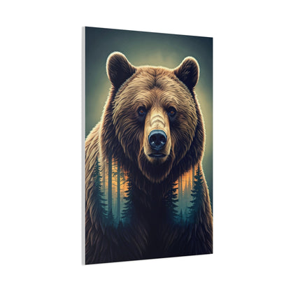 Double Exposure Forest Bear Wall Art & Canvas Prints
