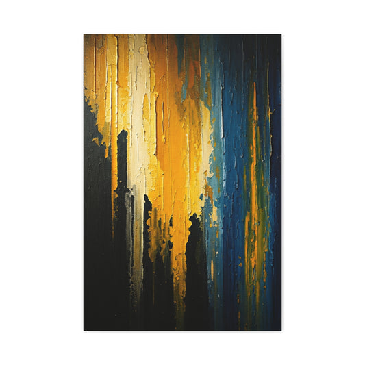 Vertical Gold and Blue Abstract Wall Art & Canvas Prints